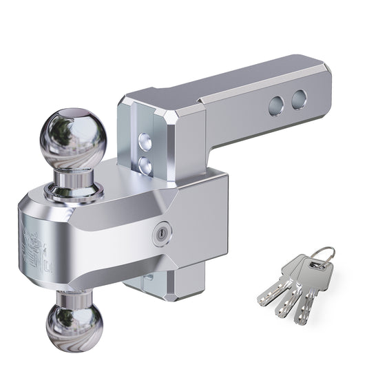 RENO 2" Receiver Adjustable Trailer Hitch, Dual-Balls (2" & 2-5/16") Aluminum Tow Hitch