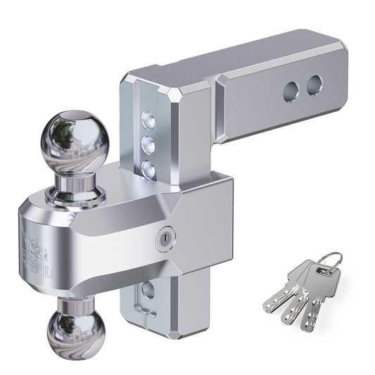 RENO 2.5" Receiver Adjustable Trailer Hitch, Dual-Balls (2" & 2-5/16") Aluminum Tow Hitch