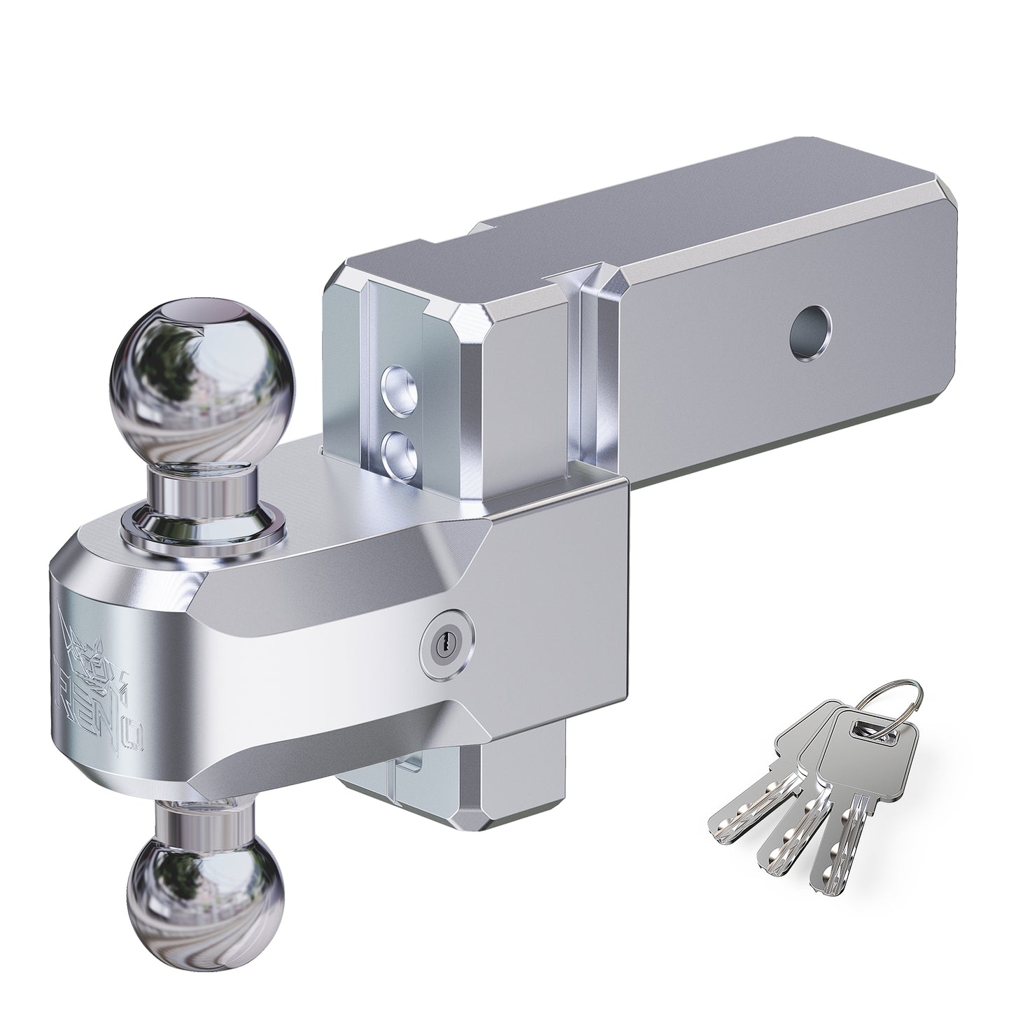 RENO 3" Receiver Adjustable Trailer Hitch, Dual-Balls (2" & 2-5/16") Aluminum Tow Hitch