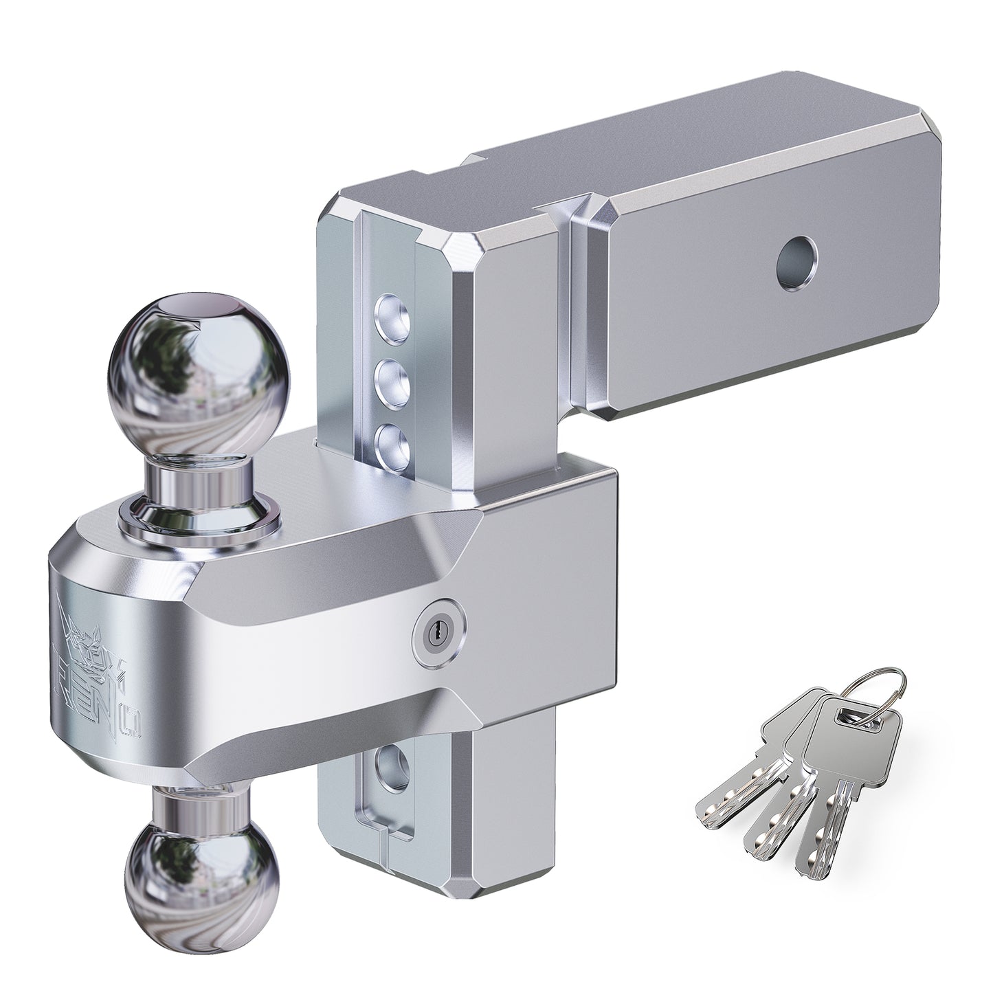 RENO 3" Receiver Adjustable Trailer Hitch, Dual-Balls (2" & 2-5/16") Aluminum Tow Hitch