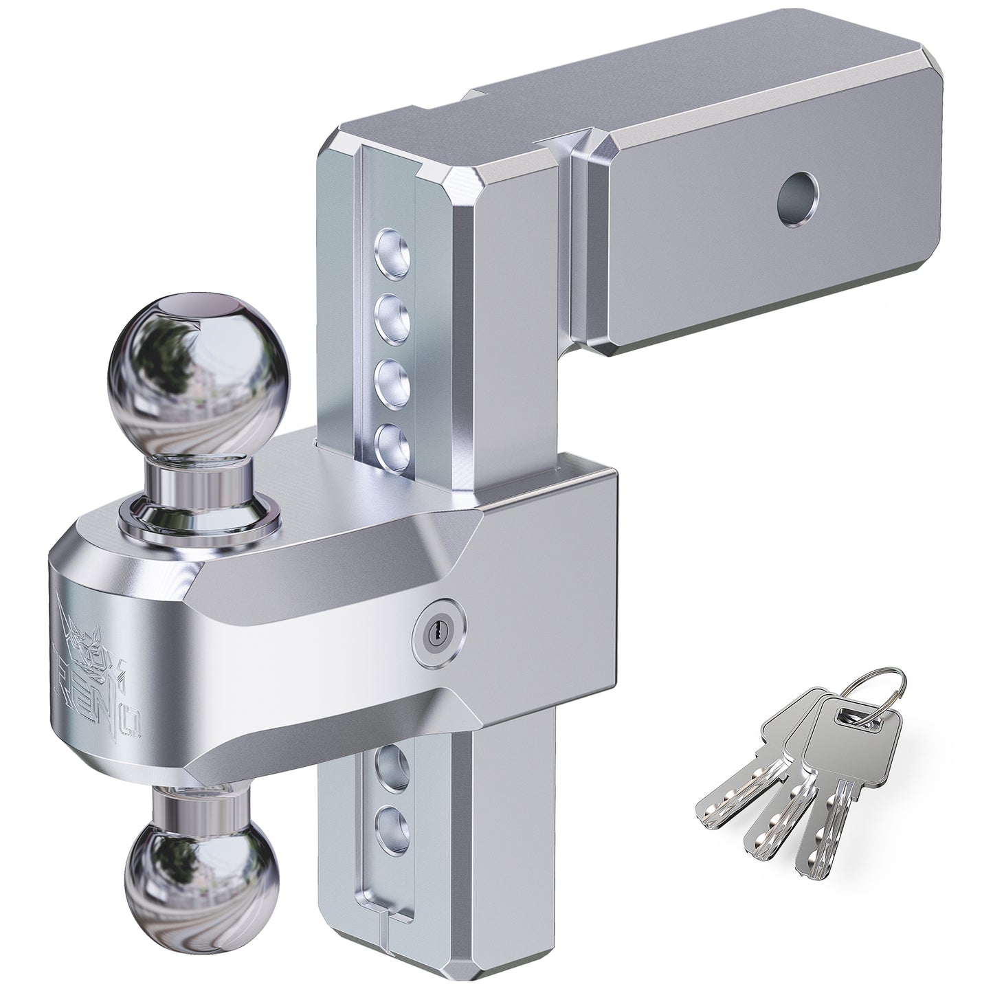 RENO 3" Receiver Adjustable Trailer Hitch, Dual-Balls (2" & 2-5/16") Aluminum Tow Hitch