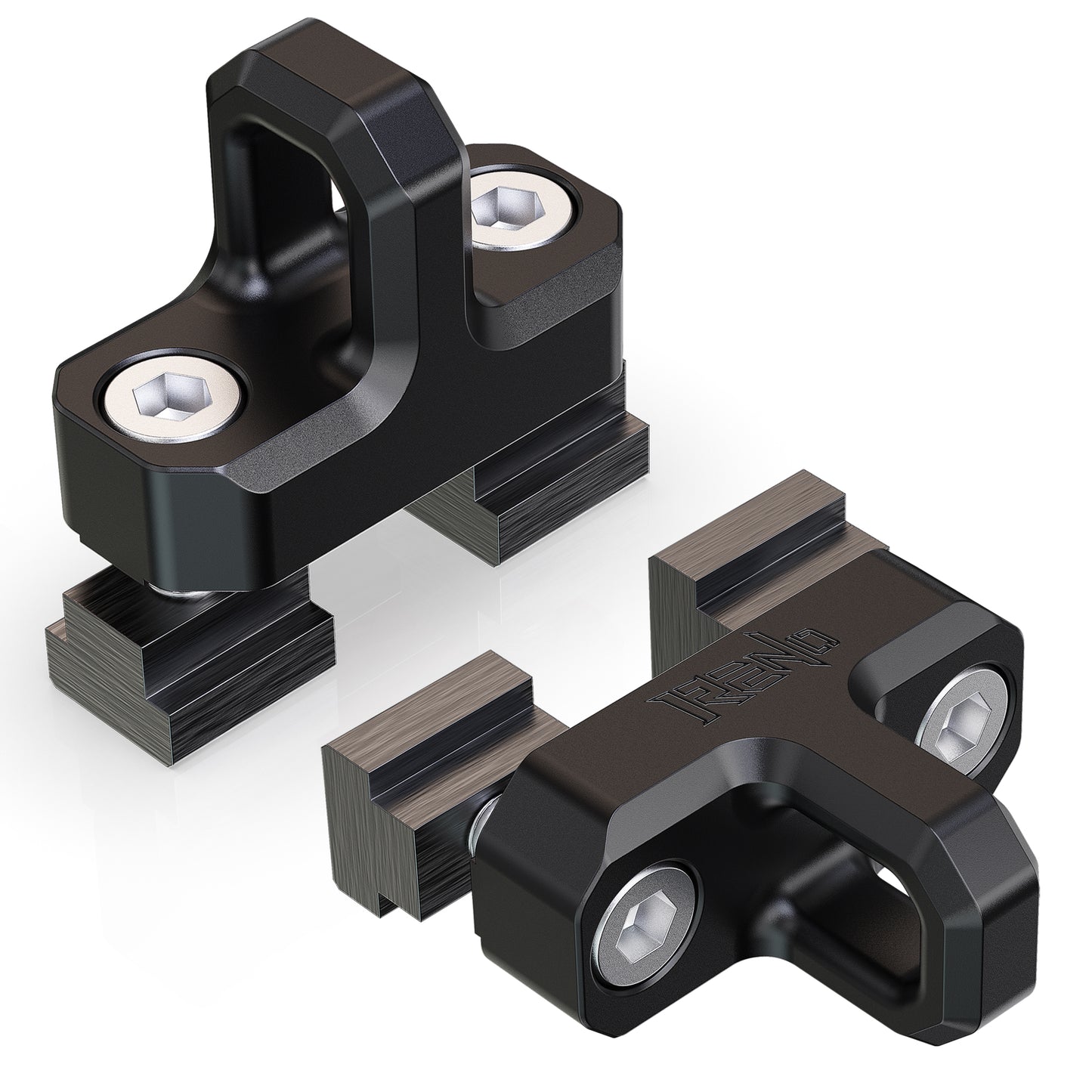 RENO Truck Bed Rail Cleats Tie Down Anchors Bed Rail Cleats For Tacoma Tundra Gladiator Small Size (Black/Red, 2pcs)