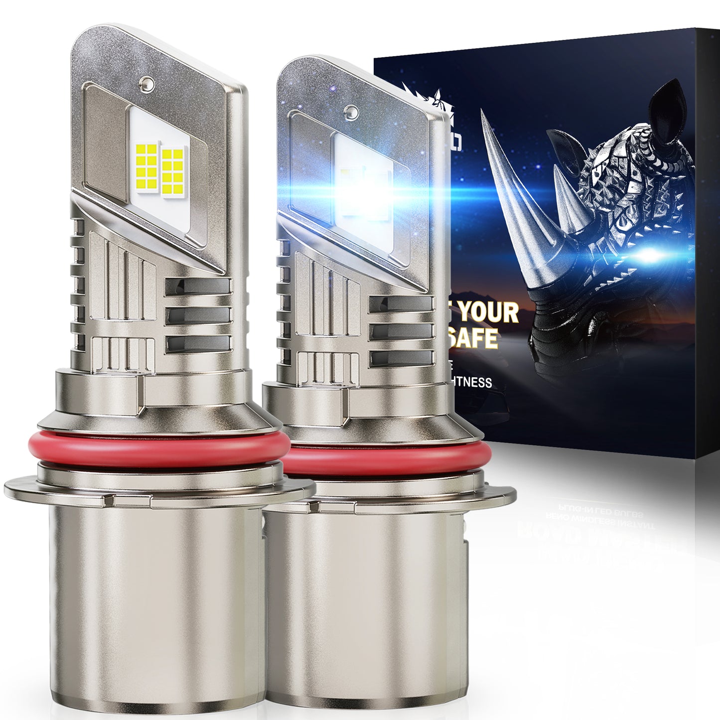 RENO LED Headlight Bulbs, 22000LM 6500K 100W/Pair Fog Lights Built-in Cooling Fan In Line Plug and Play Light Bulb, Pack of 2