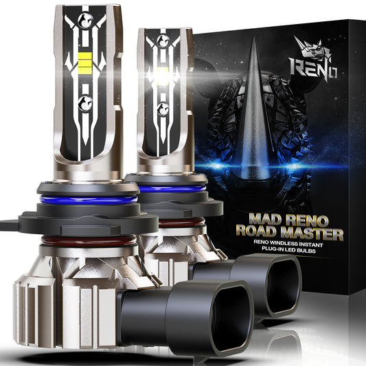 RENO LED Headlight Bulbs, 12000LM 6000K 60W/Pair Fog Lights Fanless In Line Plug and Play Light Bulb, Pack of 2