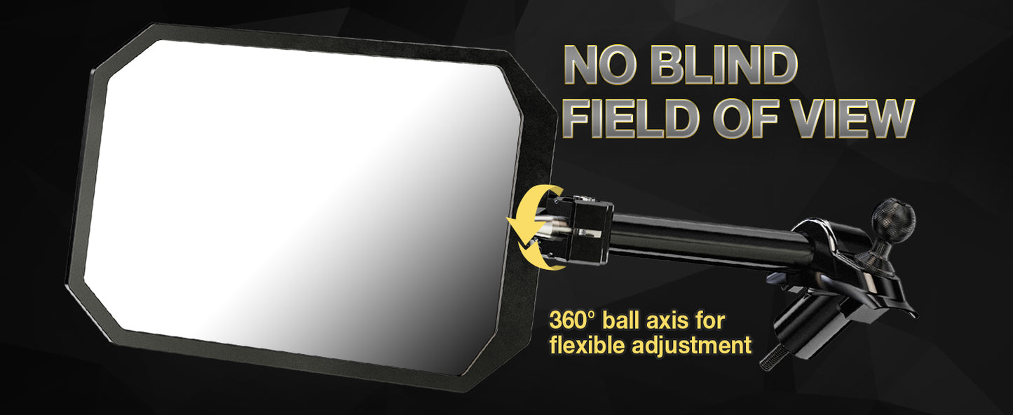 RENO Wrangler Mirrors Doors Off, CNC Aluminum Rear Heavy-Duty View Mirror with Ball Adapter Compatible with Wrangler JL/JLU & Gladiator JT (2 Pack/Set)