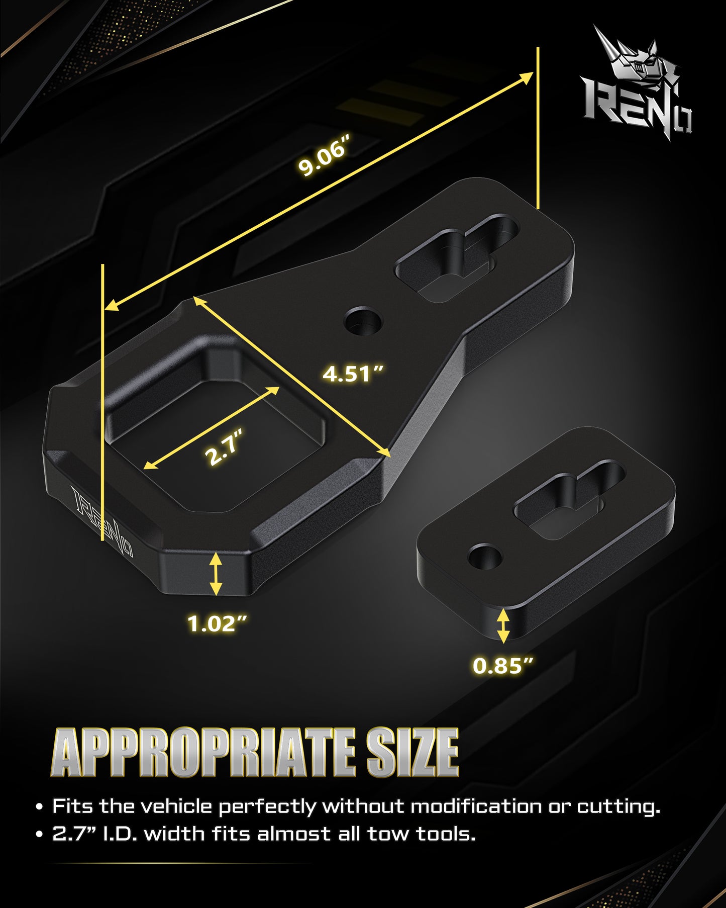 RENO Front D-Ring Tow Hooks, Fits Ford F150 / Raptor 2WD/4WD, Replaces OEM 4L3Z17A954AA / 6L3Z17A954AA (2PCS)
