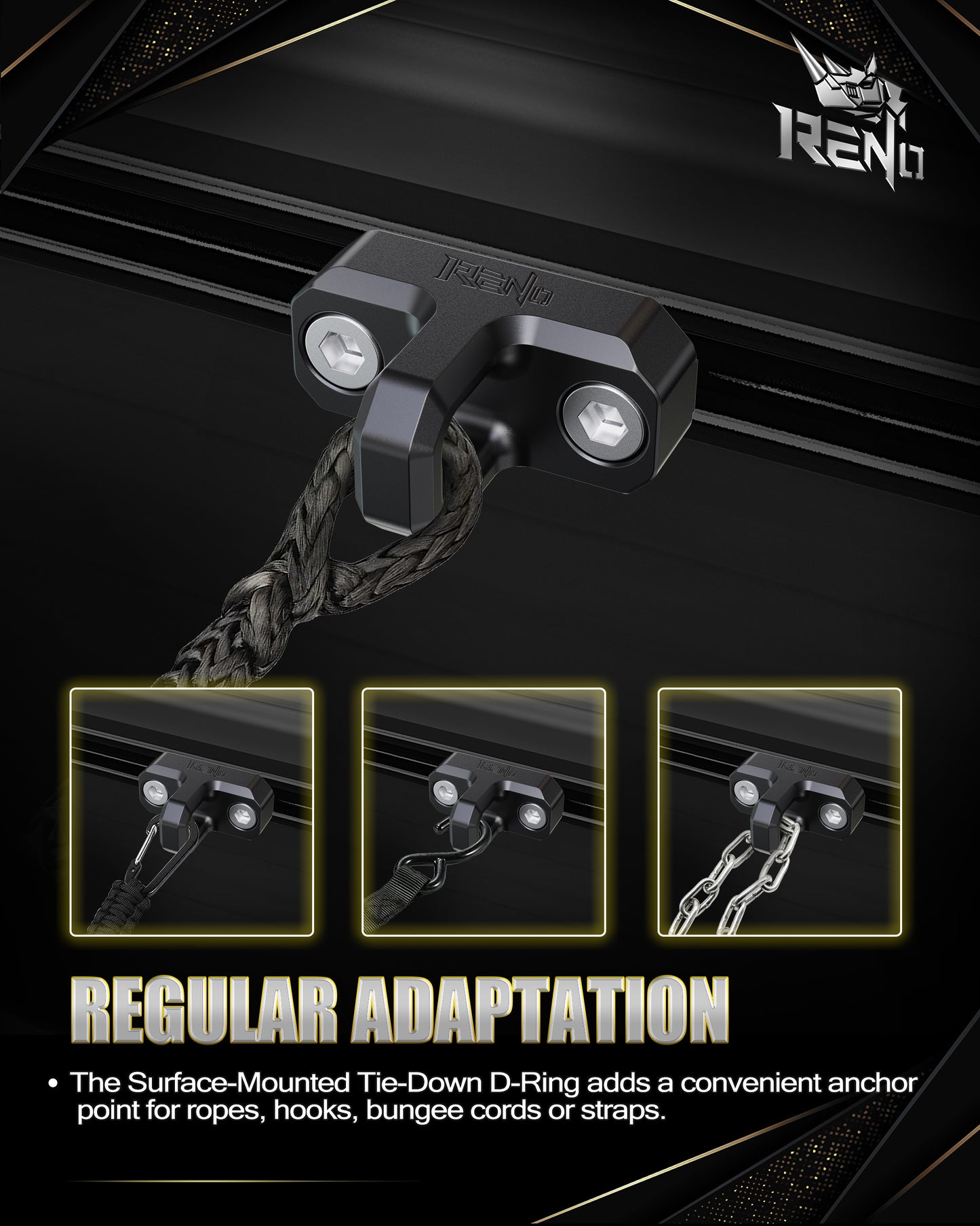 RENO Truck Bed Rail Cleats Tie Down Anchors Bed Rail Cleats For Tacoma Tundra Gladiator Small Size (Black/Red, 2pcs)