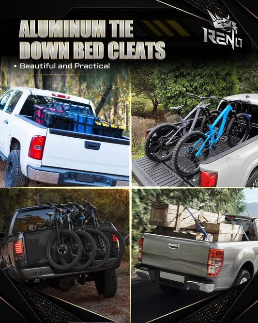 RENO Tie Down Anchors, Aluminum Bed Rail Cleats Compatible with Tacoma Tundra Gladiator Ram 1500 Bed Hooks for Cargo Trailer, Replaces PT278-35160 35050 35100 35111 35112 / PT785-35050-S1 (Red, 2pcs)