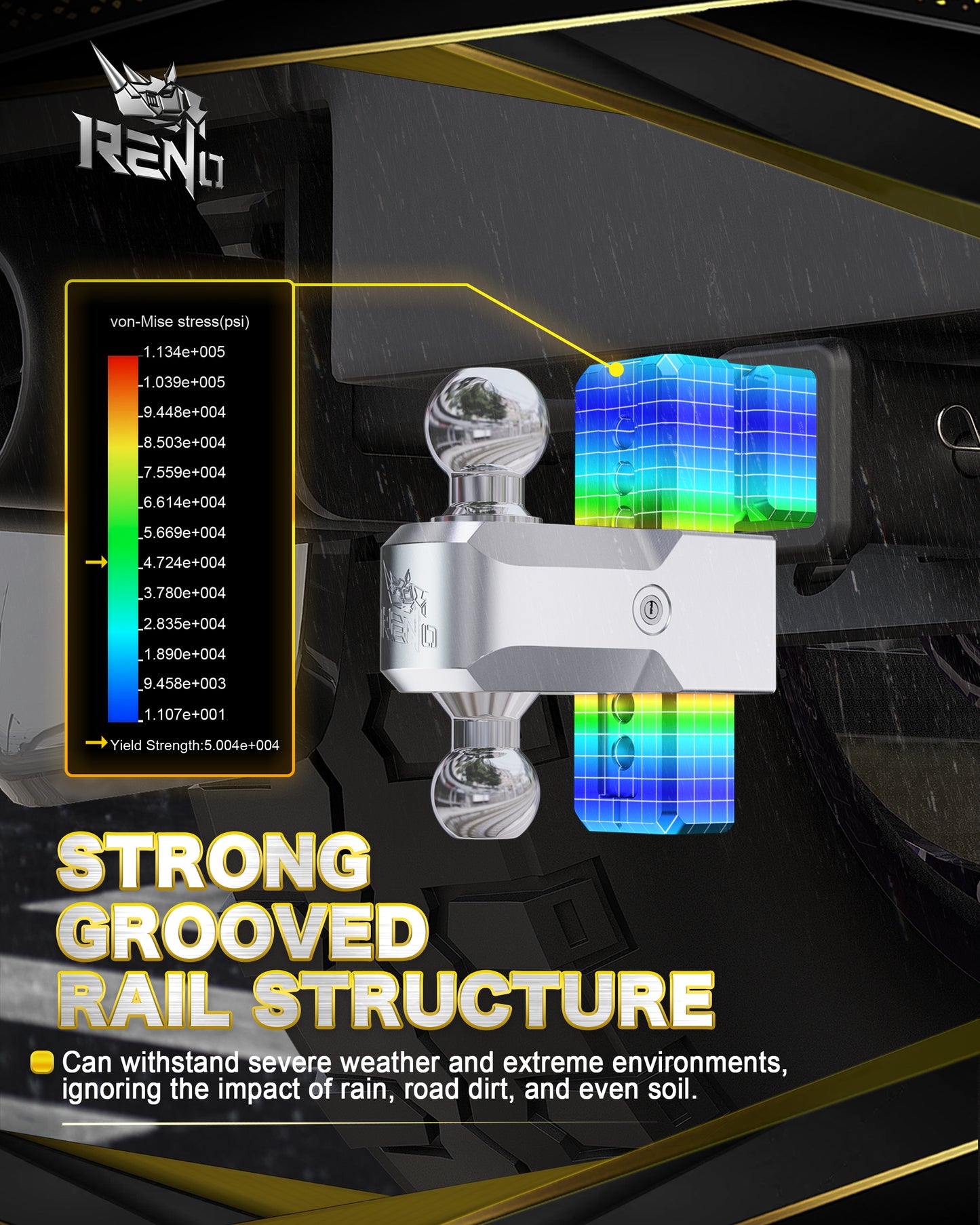 RENO 3" Receiver Adjustable Trailer Hitch, Dual-Balls (2" & 2-5/16") Aluminum Tow Hitch