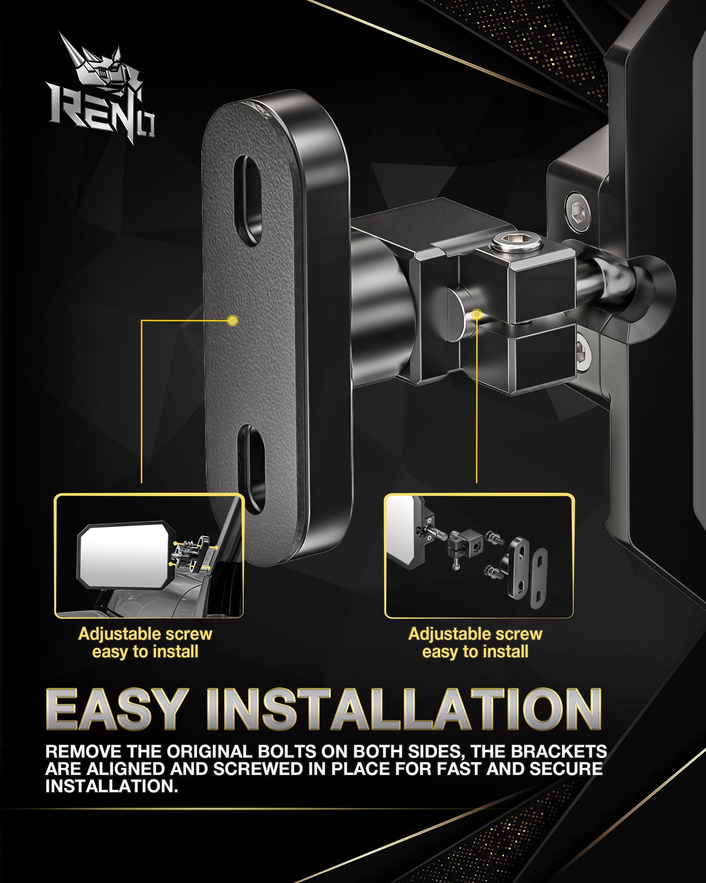 RENO Jeep Wrangler Mirrors Doors Off, Aluminum CNC Side Mirrors