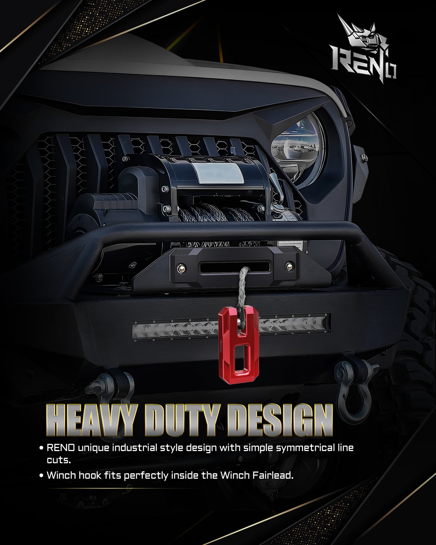 RENO Winch Shackle with Fairlead, Aluminum Hawse Fairlead with Winch Shackle Fit for Synthetic Rope 30,000 lbs Compatible with SUV Truck Off-Road Vehicle Towing Recovery (1 Pack)