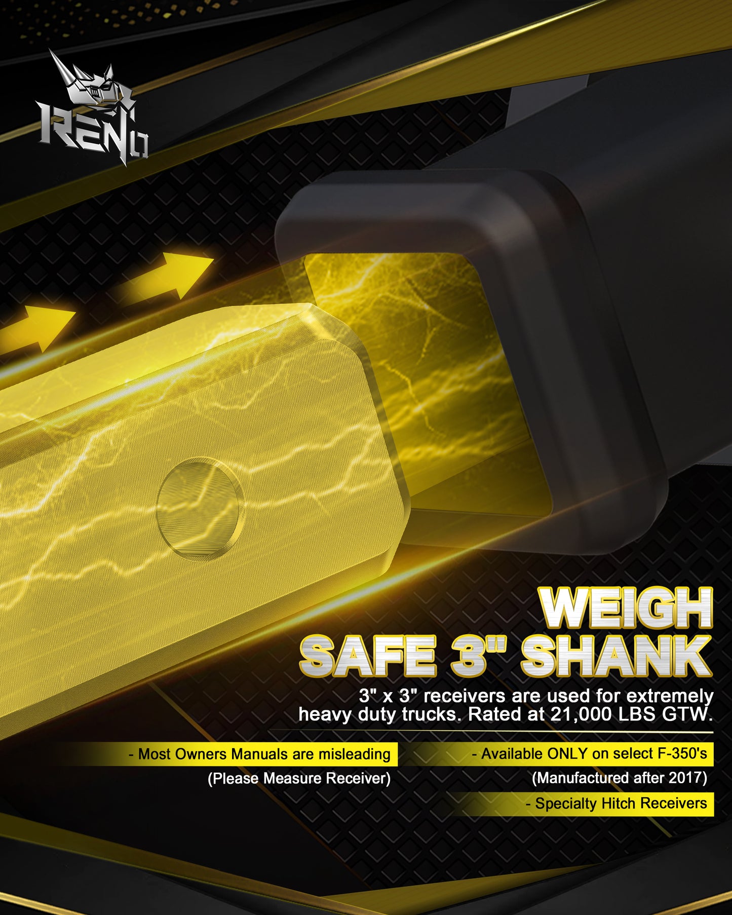 RENO 3" Receiver Adjustable Trailer Hitch, Dual-Balls (2" & 2-5/16") Aluminum Tow Hitch