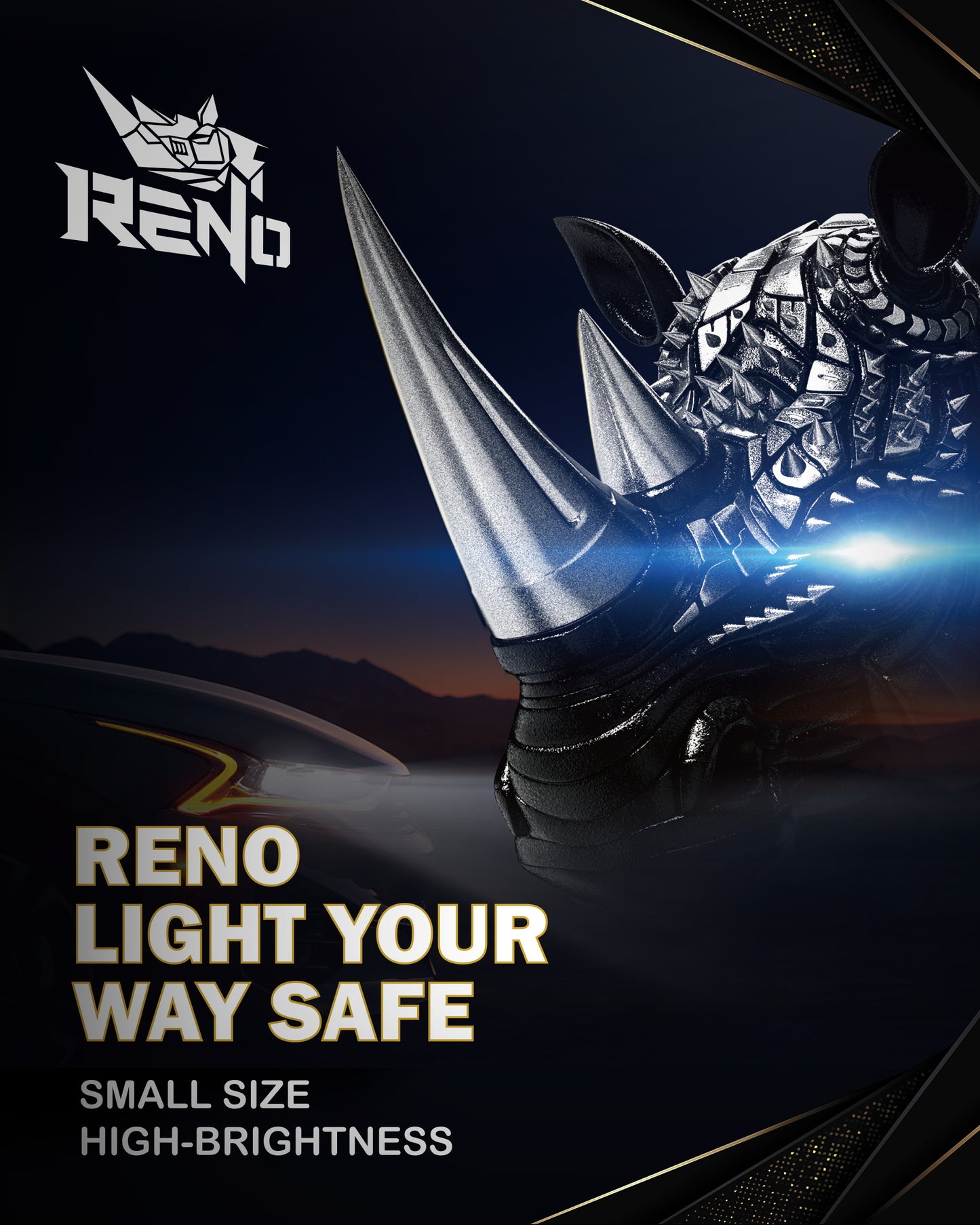 RENO LED Headlight Bulbs, 22000LM 6500K 100W/Pair Fog Lights Built-in Cooling Fan In Line Plug and Play Light Bulb, Pack of 2