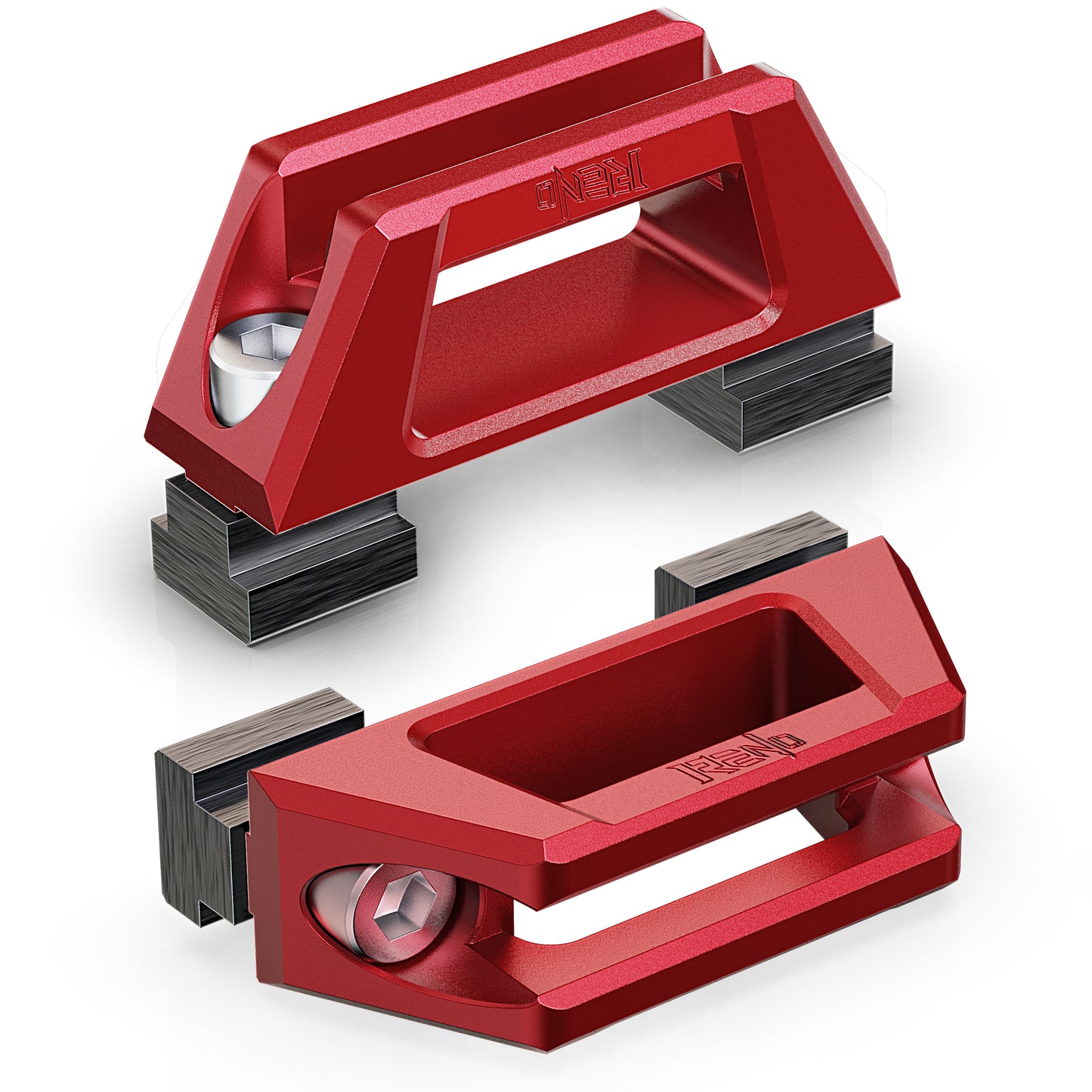 RENO Bed Rail Cleats, Truck Tie Down Anchors For Tacoma Tundra Gladiator (Black/Red, 2pcs)
