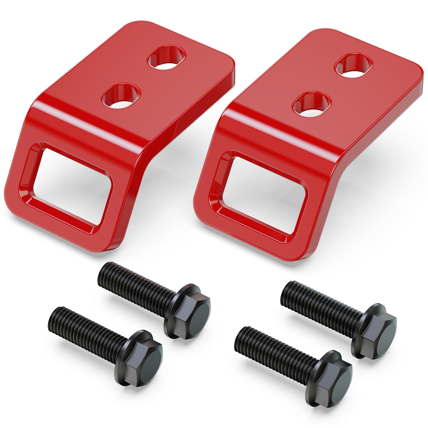 RENO Front Tow Hooks, Recovery Hook Compatible with 2024-2026 Tacoma/Land Cruiser / 4 Runner / GX550, Replace OEM 51960-A1010/PT974-35250 (304 Stainless Steel, Red, Pack of 2)