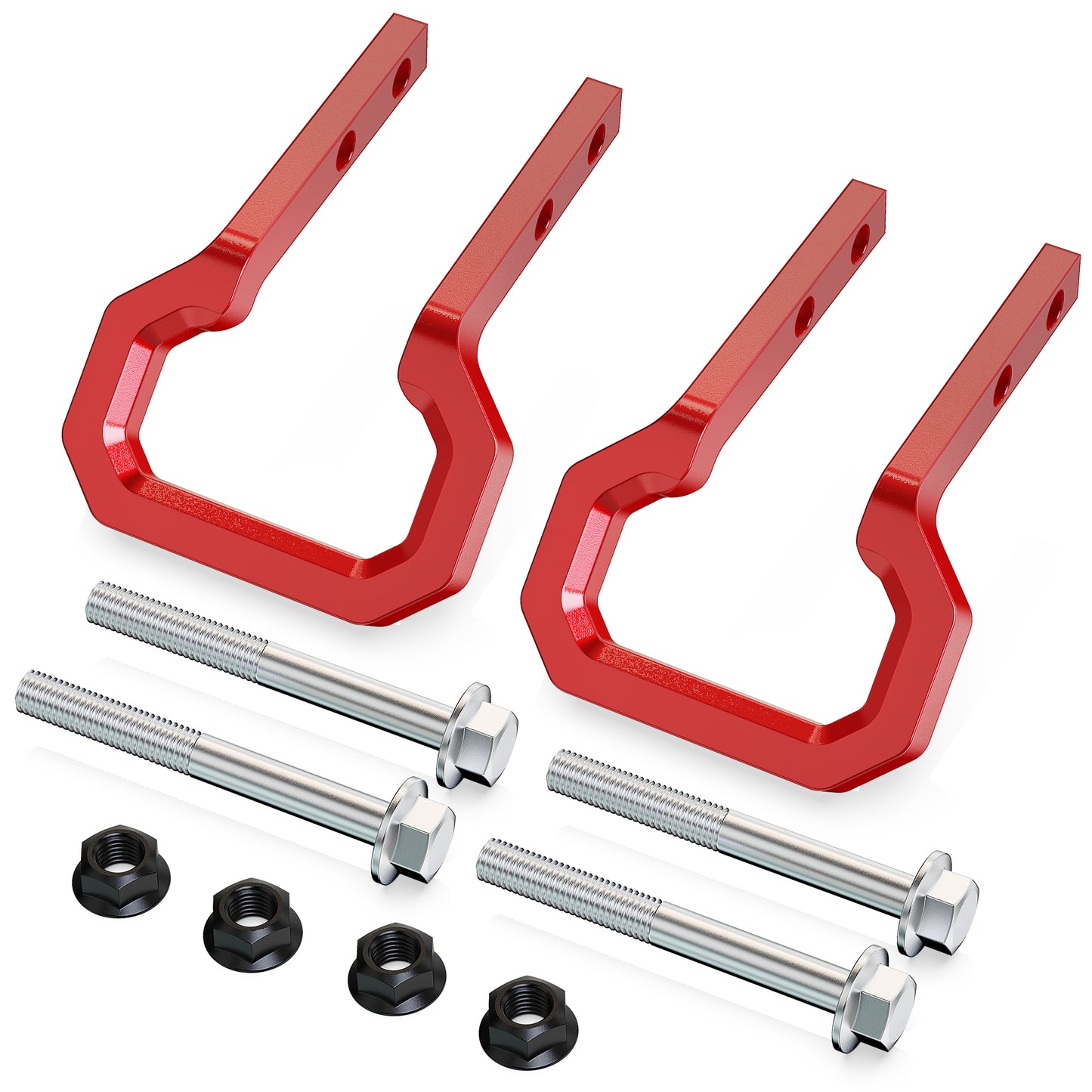 RENO Recovery Hooks, Compatible with 2015-2026 Colorado / 2015-2022 GMC Canyon, Replace OEM 85137120, 23253074, 84052991, 23169966, 52025508 (304 Stainless Steel, Red, 2pcs)