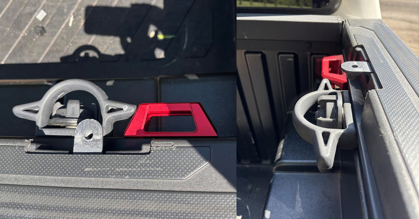 RENO Bed Rail Cleats, Truck Tie Down Anchors For Tacoma Tundra Gladiator (Black/Red/Silver, 2pcs)