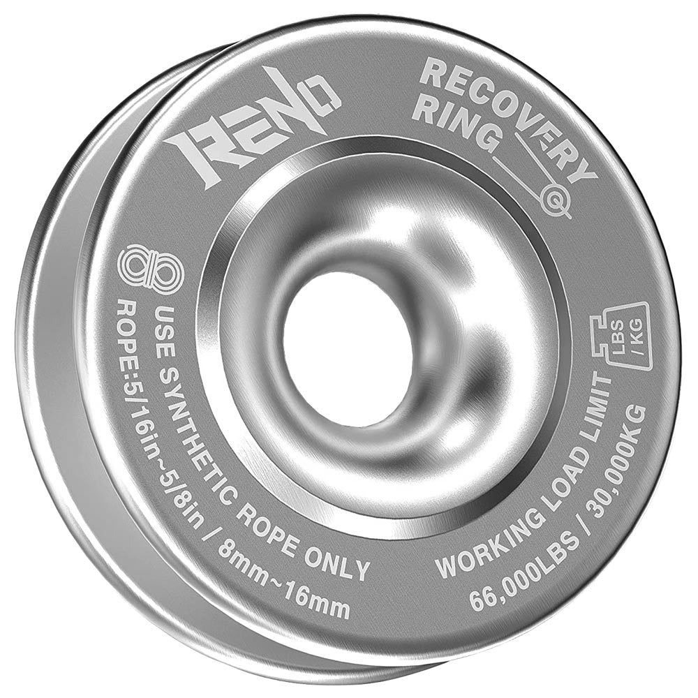 Recovery Rigging Ring RENO Winch Snatch Recovery Ring, 7075 Aluminum, Silver, 1 Pack