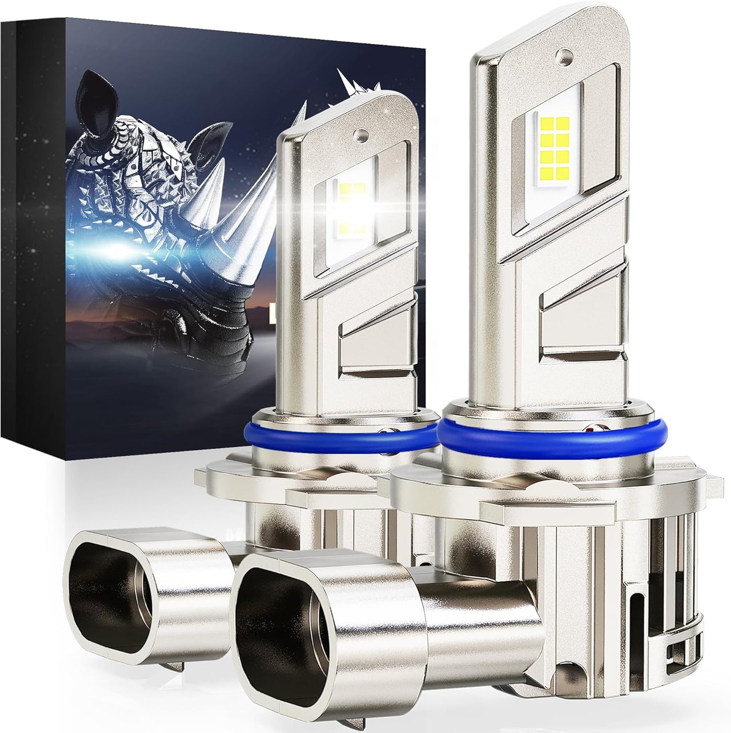 RENO 9012 LED Headlight Bulbs Built-in Cooling Fan 6500K White 40000LM IP68 2 Pcs