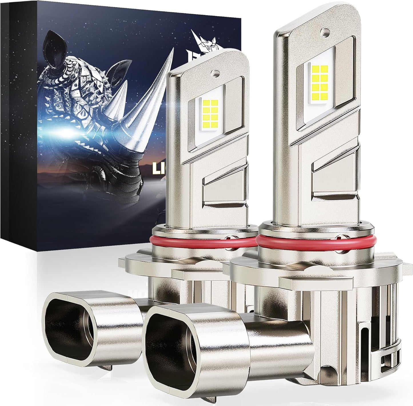 RENO 9005 LED Headlight Bulbs Built-in Cooling Fan 6500K White 40000LM IP68 2 Pcs