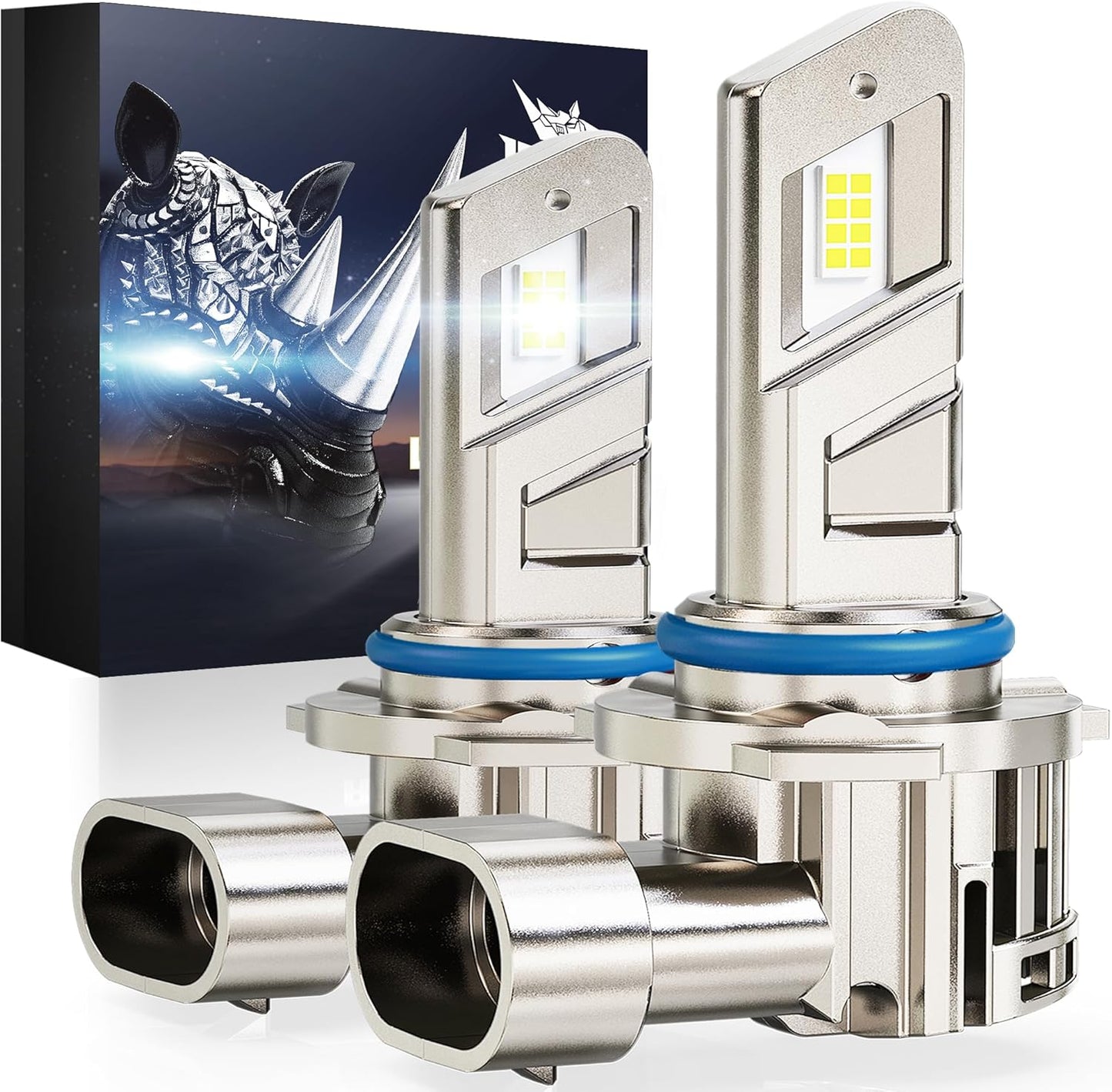 RENO 9006 LED Headlight Bulbs Built-in Cooling Fan 6500K White 40000LM IP68 2 Pcs