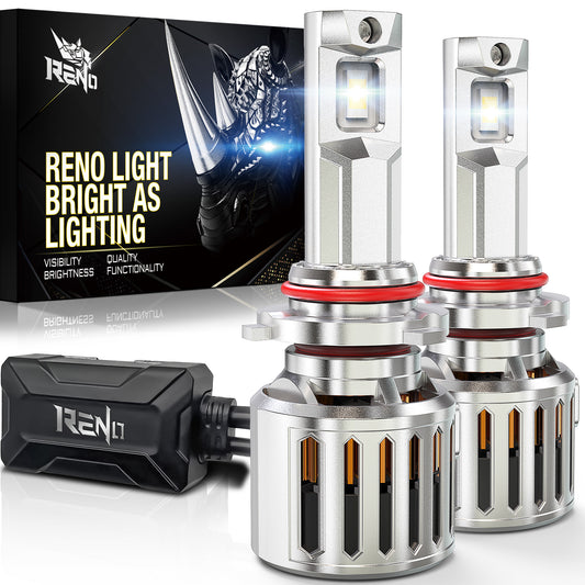 RENO 9005 HB3 LED Bulb, 1200% Brighter, 6500K Cool White 52000LM, Mini Size 2 Pcs