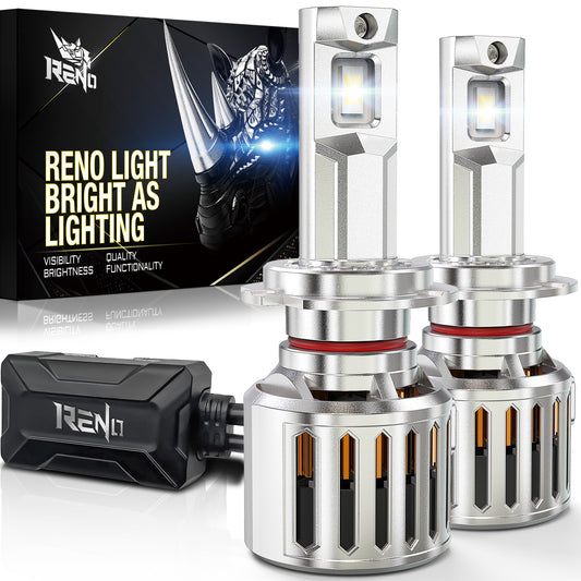 RENO H7 LED Bulb, Cool Fan CANBUS Ready, 1200% Brighter, 6500K Cool White 52000LM, Mini Size 2 Pcs