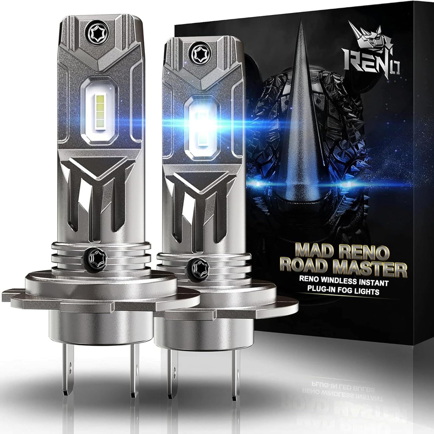 RENO H7 LED Bulb, 500% Brighter Ultra-Bright 6500K White, 1:1 Mini Size No Adapter Required