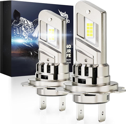 RENO H7 LED Headlight Bulbs Built-in Cooling Fan 6500K White 40000LM No Adapter Required IP68 2 Pcs