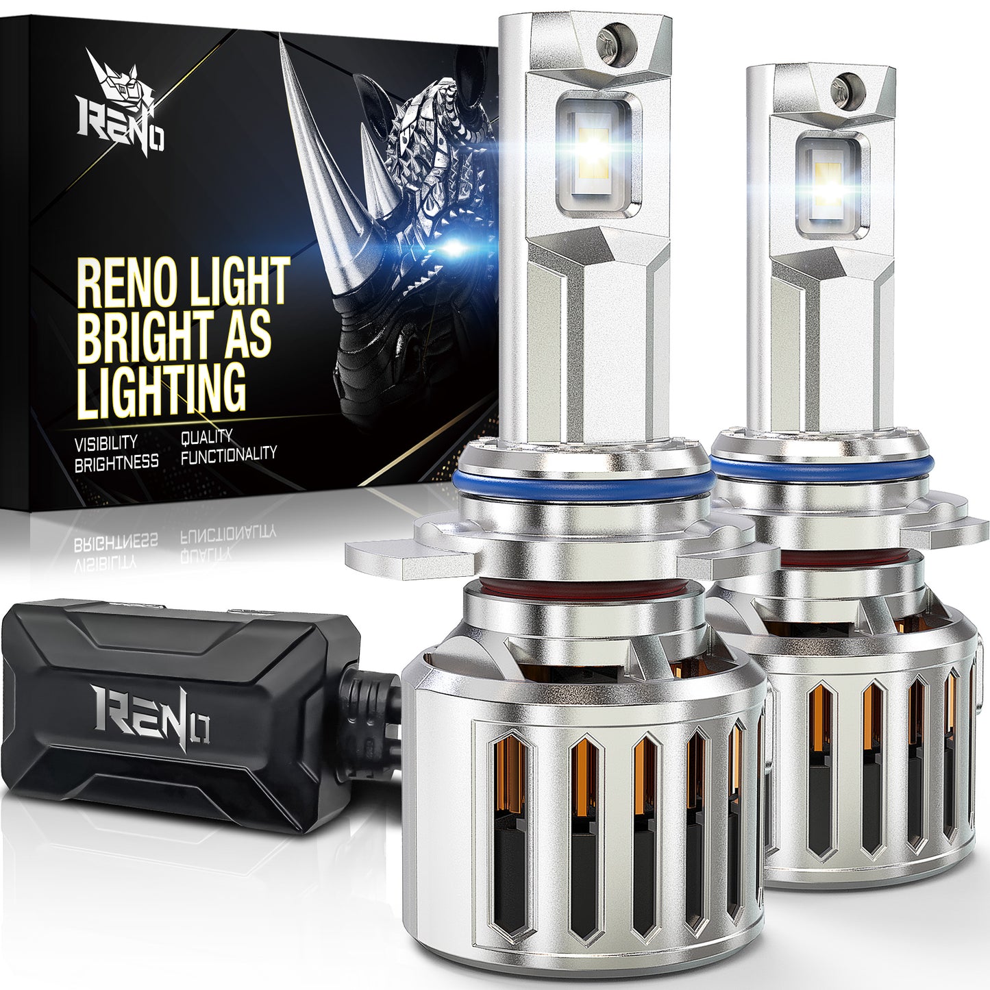 RENO 9012 HIR2 LED Bulb, 1200% Brighter, 6500K Cool White 52000LM, Mini Size 2 Pcs