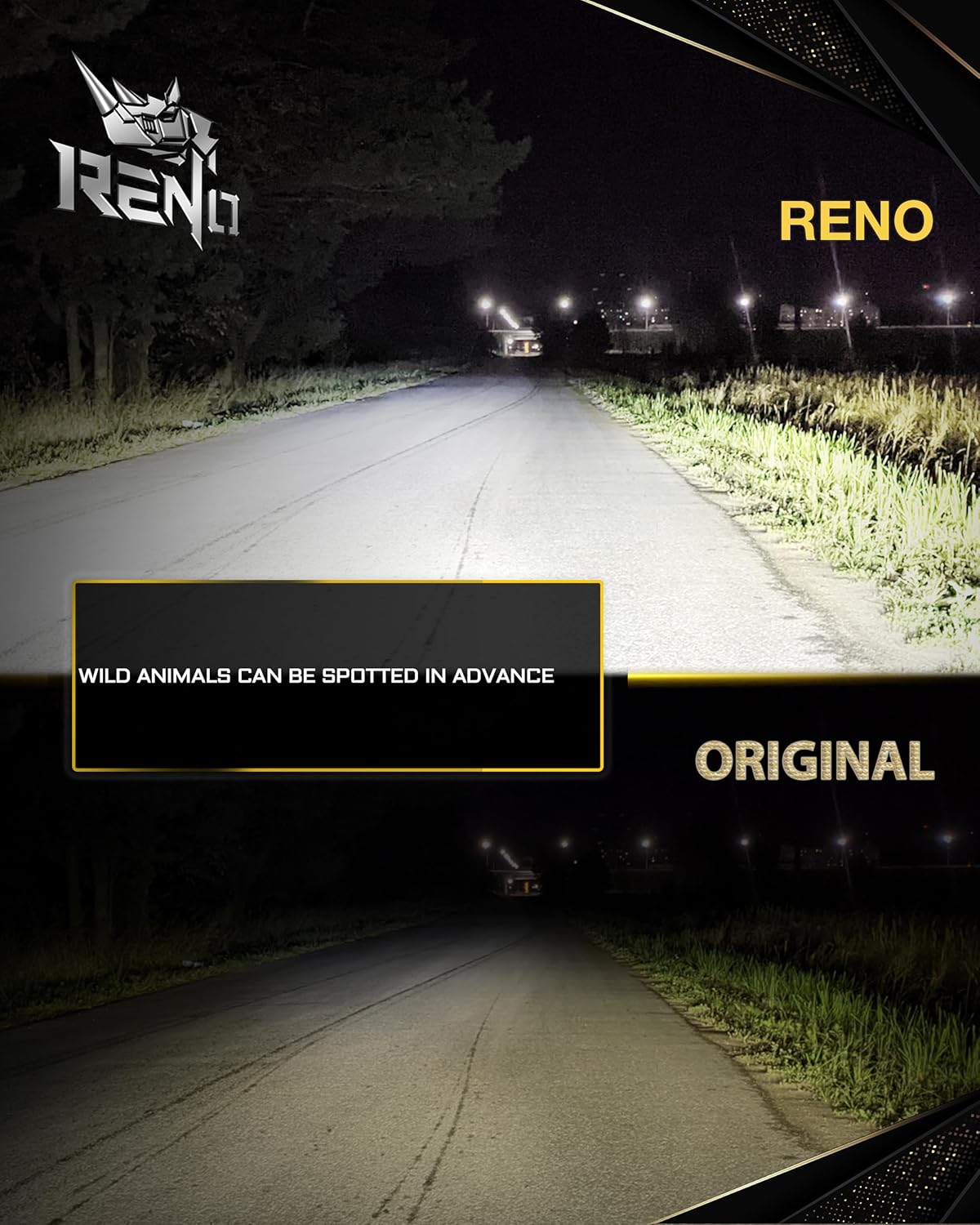RENO 9012 LED Headlight Bulbs Built-in Cooling Fan 6500K White 40000LM IP68 2 Pcs