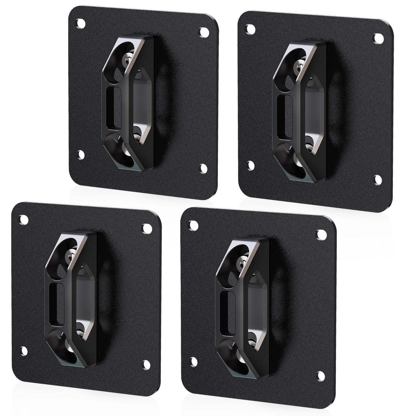 RENO Box Link Tie Down Anchors, Aluminum Cleats+304 Stainless Steel Plates Fits for 2015+ F150 F250 F350 Raptor / 2022+ F150 Lightning, Replace FL3Z-99000A64-B,FL3Z-9928408-AB (Black/Red/Silver, 4pcs)