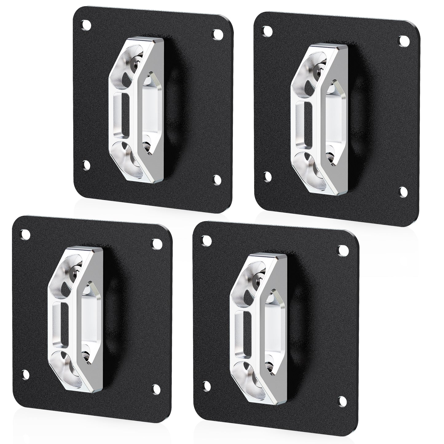 RENO Box Link Tie Down Anchors, Aluminum Cleats+304 Stainless Steel Plates Fits for 2015+ F150 F250 F350 Raptor / 2022+ F150 Lightning, Replace FL3Z-99000A64-B,FL3Z-9928408-AB (Black/Red/Silver, 4pcs)