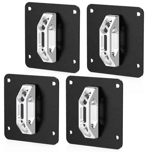 RENO Box Link Tie Down Anchors, Aluminum Cleats+304 Stainless Steel Plates Fits for 2015+ F150 F250 F350 Raptor / 2022+ F150 Lightning, Replace FL3Z-99000A64-B,FL3Z-9928408-AB (Black/Red/Silver, 4pcs)