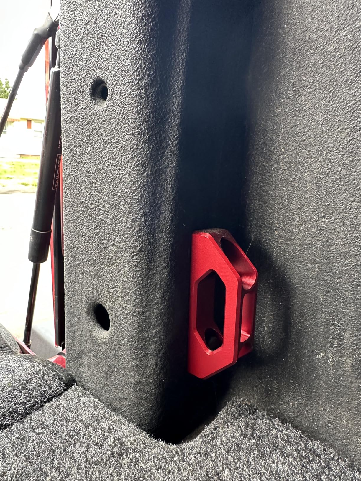 RENO Tie Down Hooks, Trailer Bed Tie Down Anchors Compatible with 2007-2025 Tundra / 2005-2026 Tacoma / 2023-2025 Sequoia, Replaces OEM 663120C010, 66312-0C010 (Aluminium, Black/Red/Silver, 2PCS)