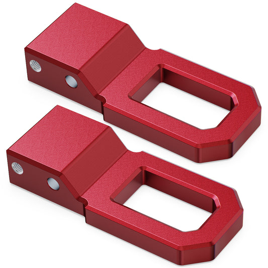 RENO Front Tow Hooks, D-Ring Shackle Compatible with Silverado 1500 Suburban Tahoe Yukon Escalade (2pcs, Red)
