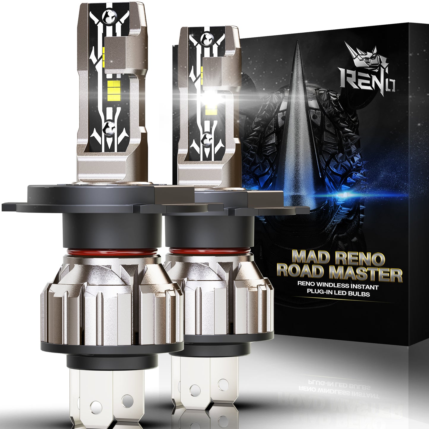 RENO Headlight Bulbs, 12000LM 6000K 60W/Pair Fog Lights Fanless In Line Plug and Play Light Bulb, Pack of 2