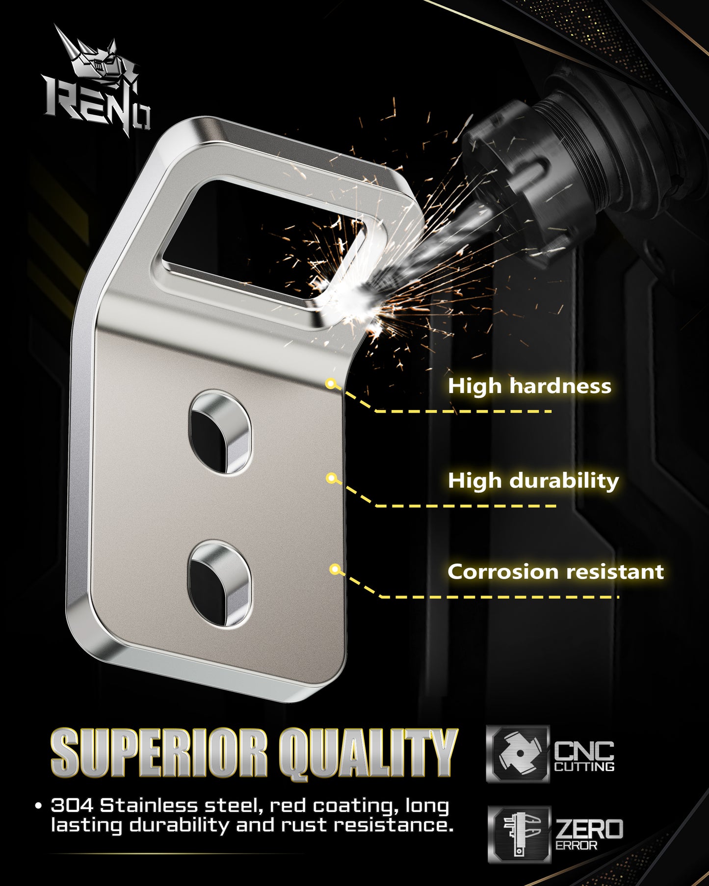 RENO Front Tow Hooks, Recovery Hook Compatible with 2024-2026 Tacoma/Land Cruiser / 4 Runner / GX550, Replace OEM 51960-A1010/PT974-35250 (304 Stainless Steel, Red, Pack of 2)