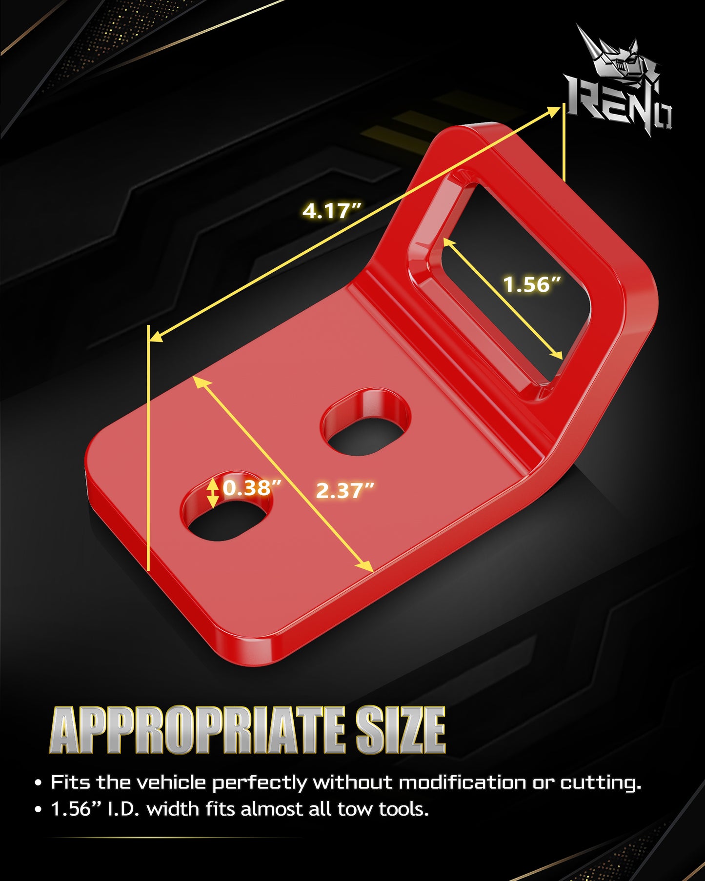 RENO Front Tow Hooks, Recovery Hook Compatible with 2024-2026 Tacoma/Land Cruiser / 4 Runner / GX550, Replace OEM 51960-A1010/PT974-35250 (304 Stainless Steel, Red, Pack of 2)