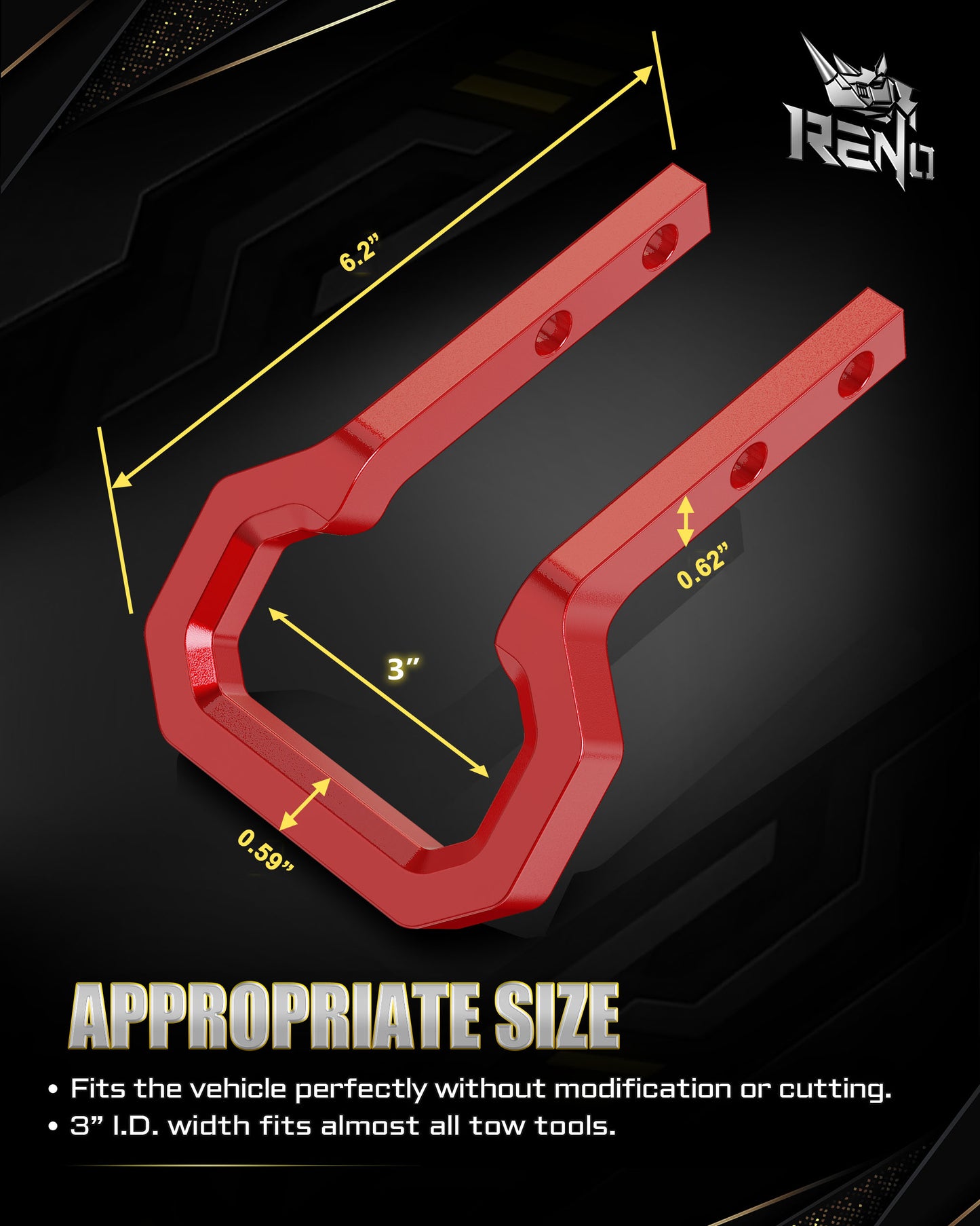 RENO Recovery Hooks, Compatible with 2015-2026 Colorado / 2015-2022 GMC Canyon, Replace OEM 85137120, 23253074, 84052991, 23169966, 52025508 (304 Stainless Steel, Red, 2pcs)