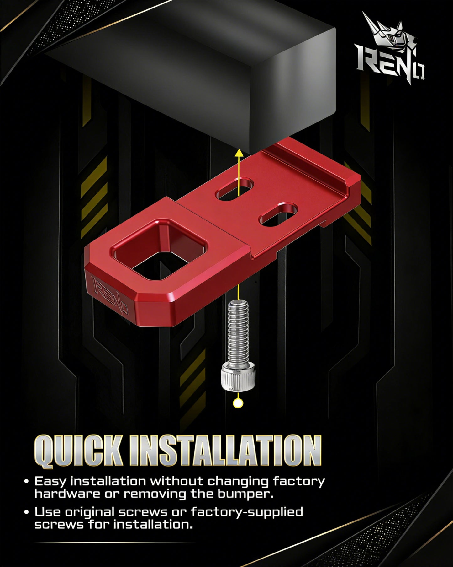 RENO Tacoma Front Tow Hook, Compatible with Tacoma 2009-2023 Demon Hook Bracket Replacement (Aluminum, Red, 2Pcs)