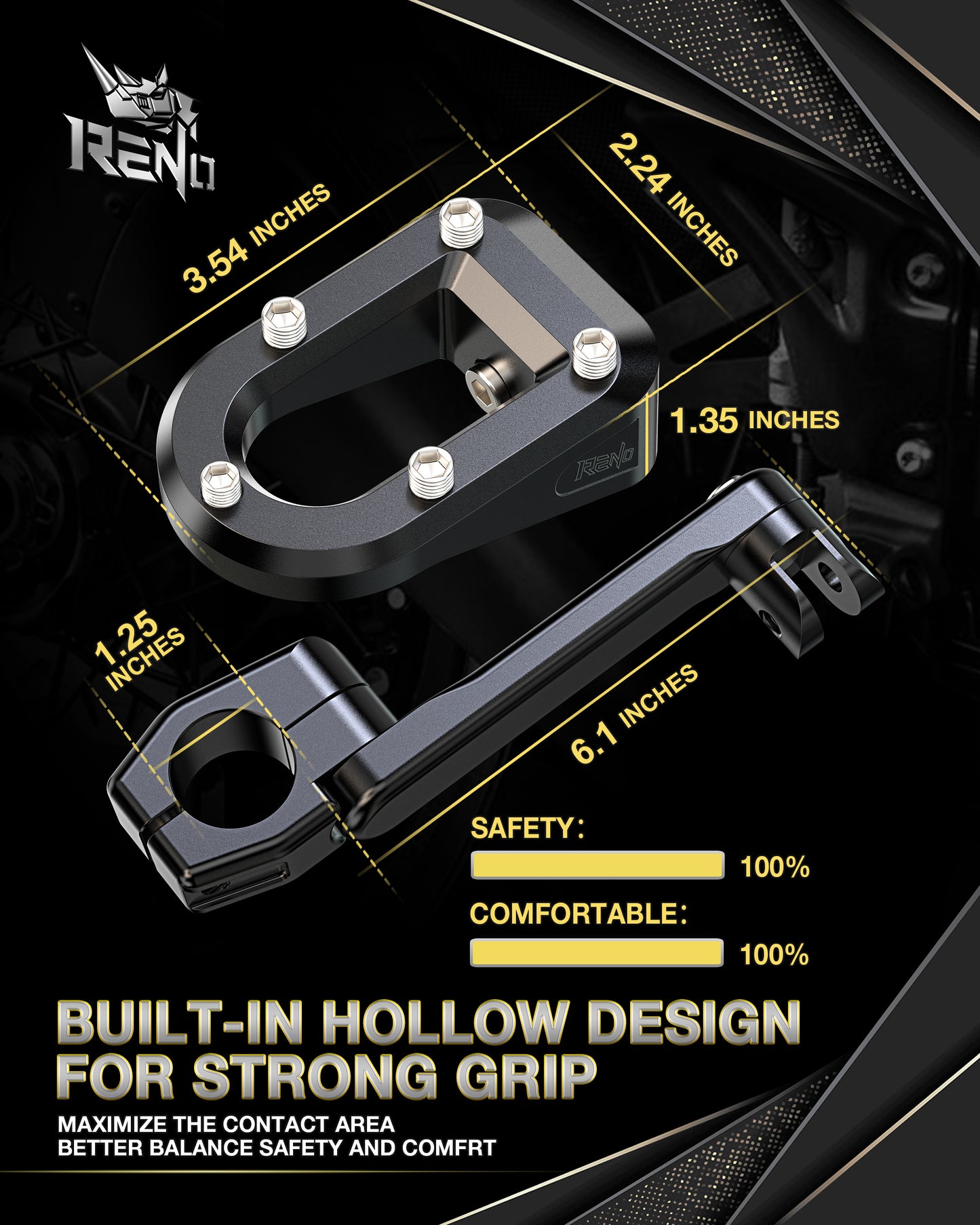 RENO 1.25" Highway Foot Peg, 1-1/4"(32mm) Engine Guards Bar Driver Footrest