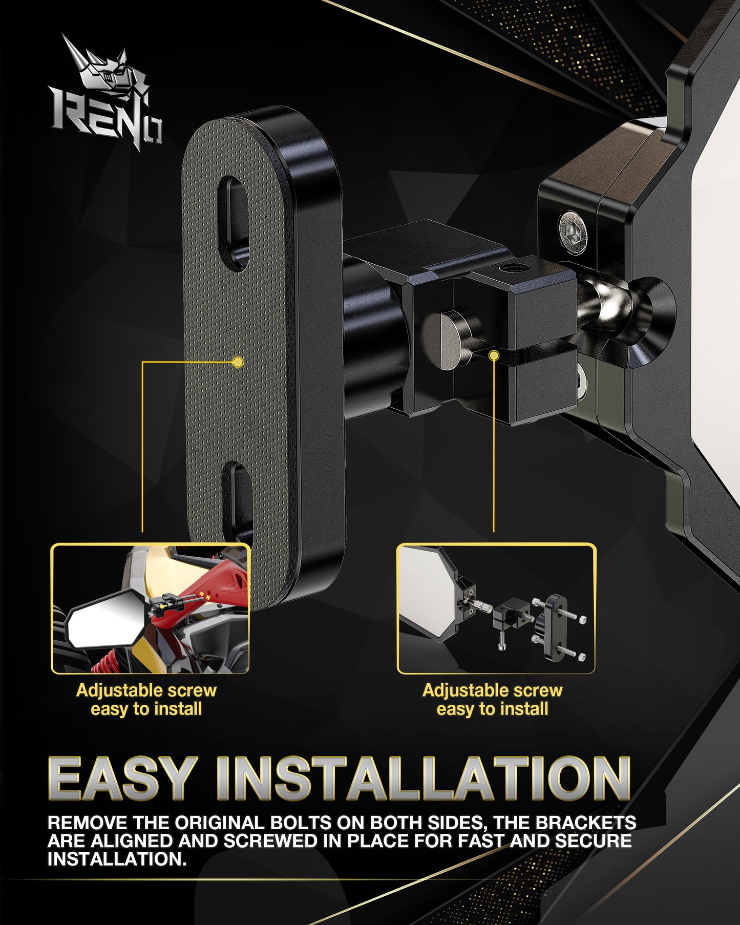 RENO UTV Side Mirrors, Compatible with 2017-2025 Maverick X3 Max Xds Xrs Xmr Xrc Turbo RR, OEM Replace #715002898 (Black, Pack of 2)