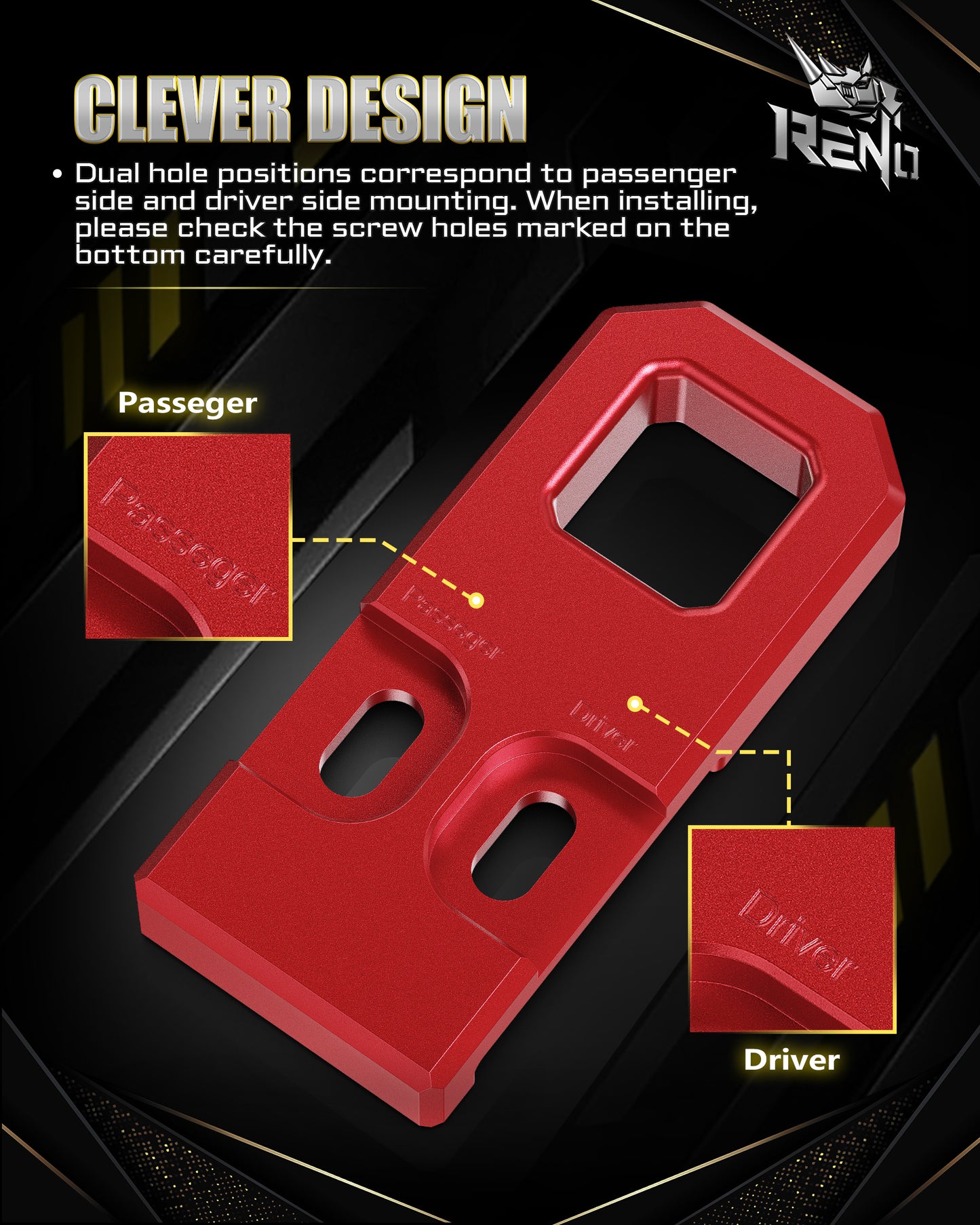 RENO Tacoma Front Tow Hook, Compatible with Tacoma 2009-2023 Demon Hook Bracket Replacement (Aluminum, Red, 2Pcs)