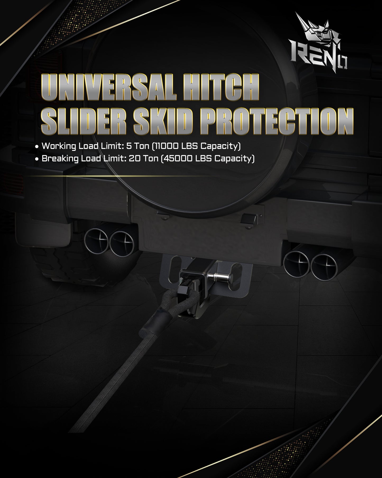 RENO Hitch Slider, 2" Receiver Hitch Slider Skid Protection