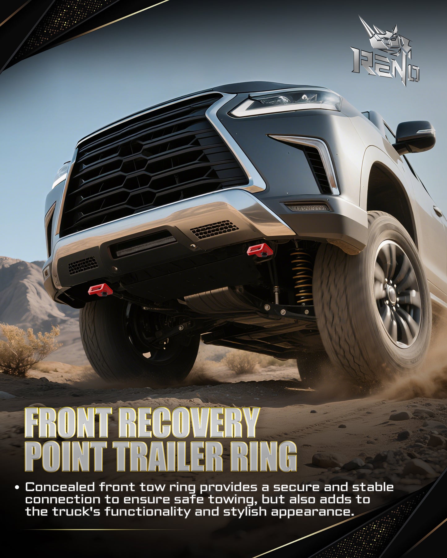 RENO Front Tow Hooks, Recovery Hook Compatible with 2024-2026 Tacoma/Land Cruiser / 4 Runner / GX550, Replace OEM 51960-A1010/PT974-35250 (304 Stainless Steel, Red, Pack of 2)