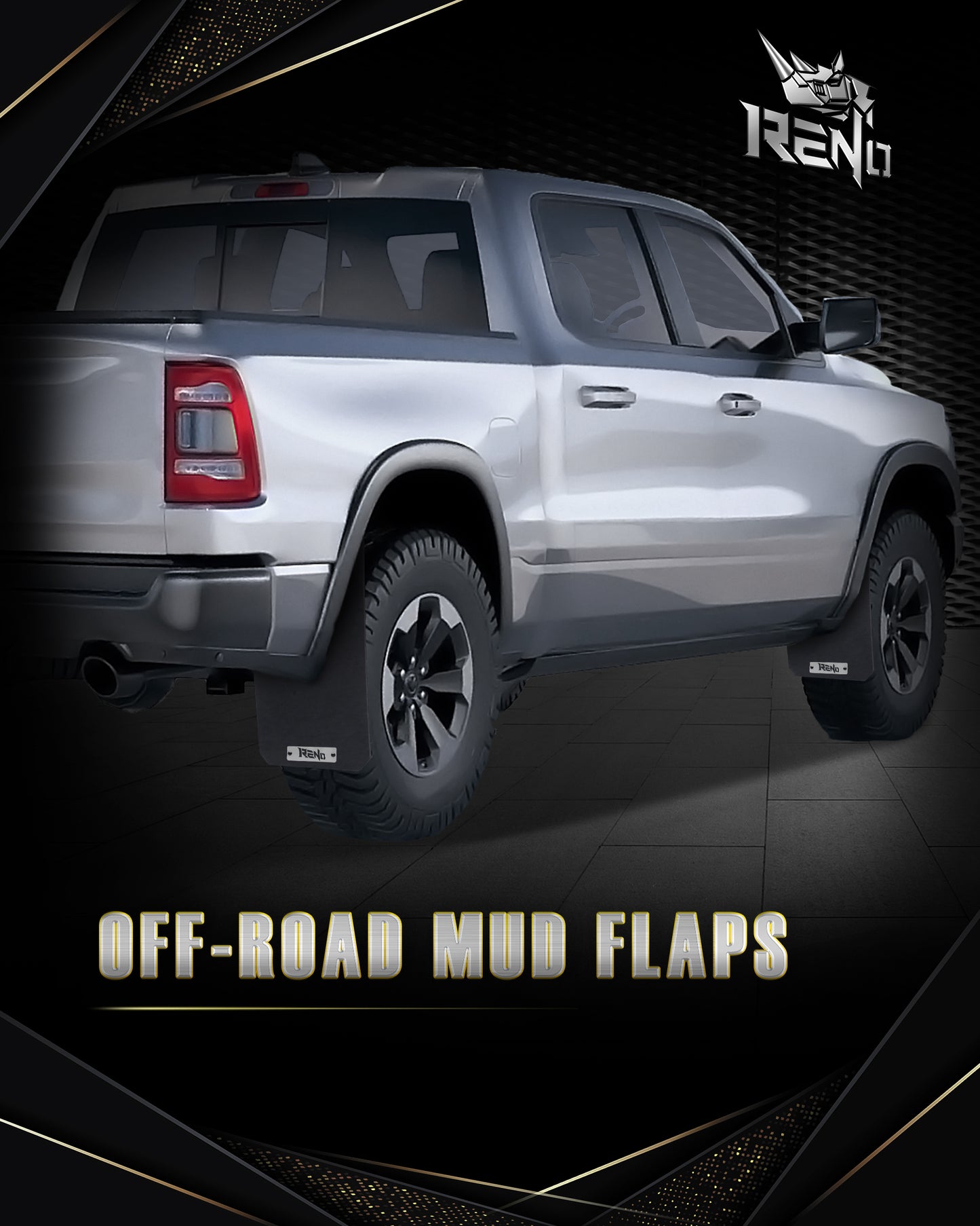 RENO RAM Truck Mud Flaps, Driver & Passenger Sides Splash Guards Sediment Protection