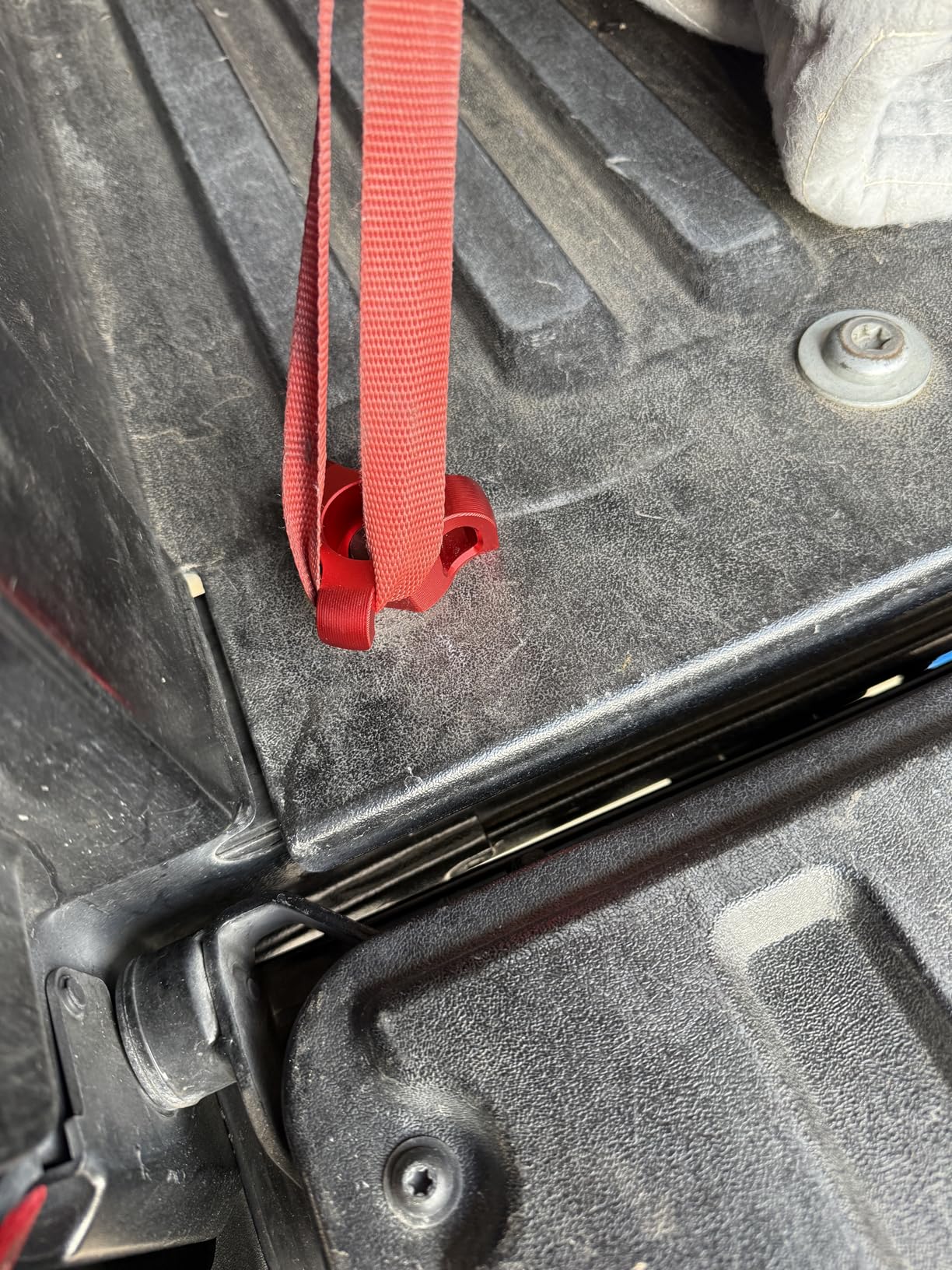 RENO Tie Down Anchors, 3-in-1 Aluminum Truck Tie Down Cleats for Cargo Rear Trunk for Tacoma Tundra ( Aluminum, Red, 2pcs)