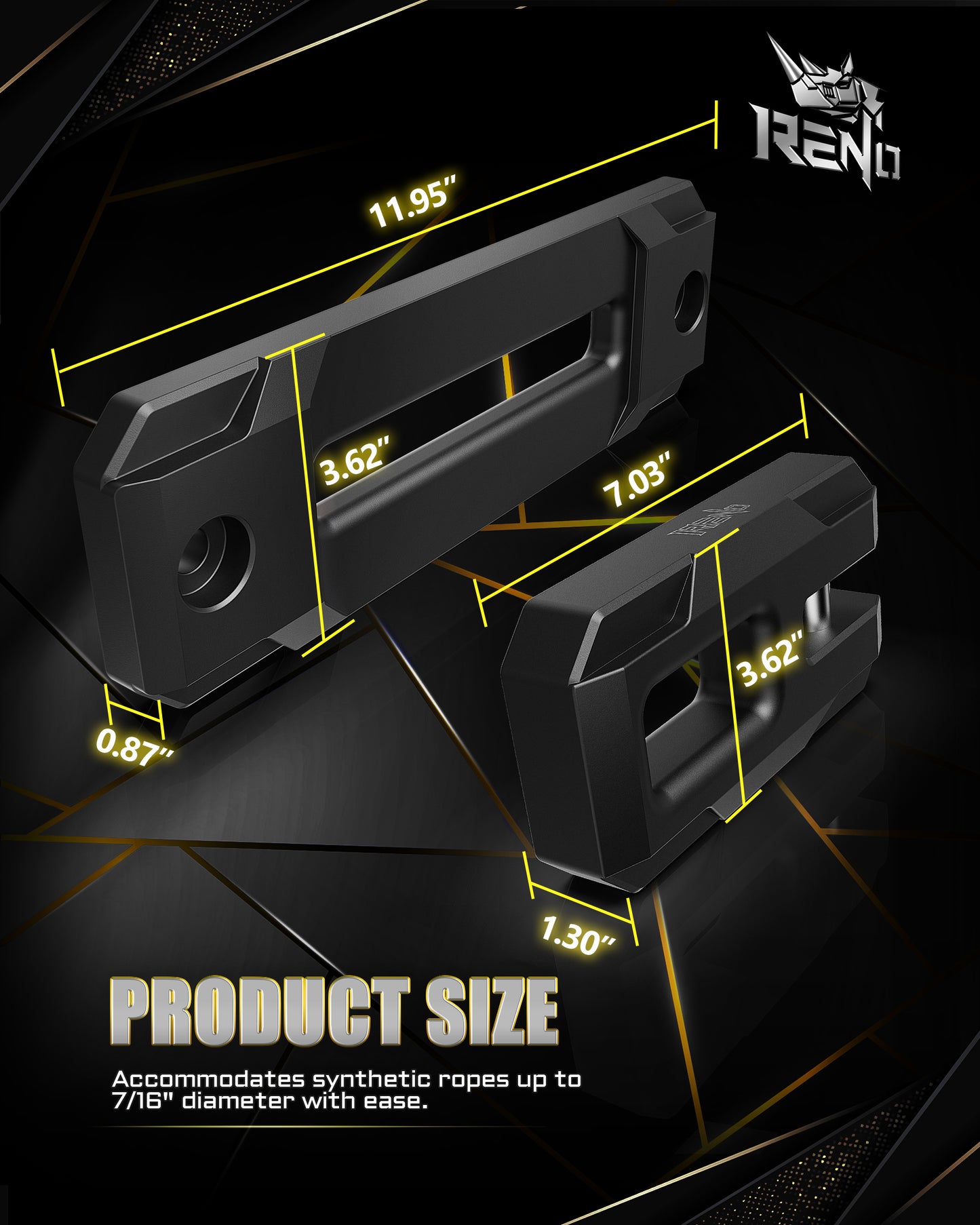 RENO Winch Shackle with Fairlead, Aluminum Hawse Fairlead with Winch Shackle Fit for Synthetic Rope 30,000 lbs Compatible with SUV Truck Off-Road Vehicle Towing Recovery (1 Pack)