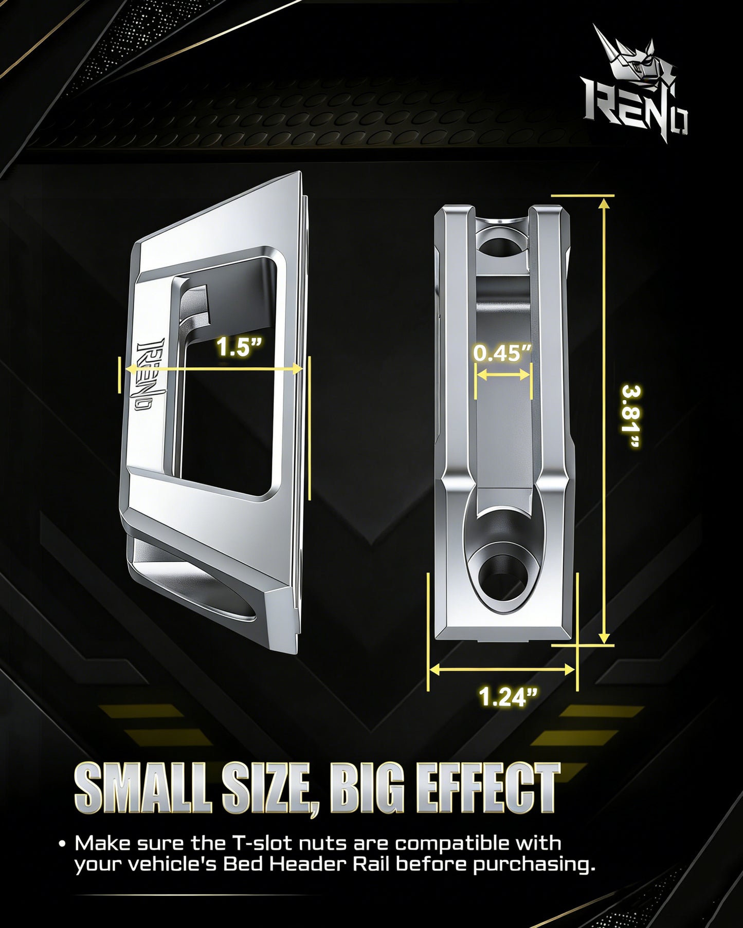 RENO Bed Rail Cleats, Truck Tie Down Anchors For Tacoma Tundra Gladiator (Black/Red/Silver, 2pcs)